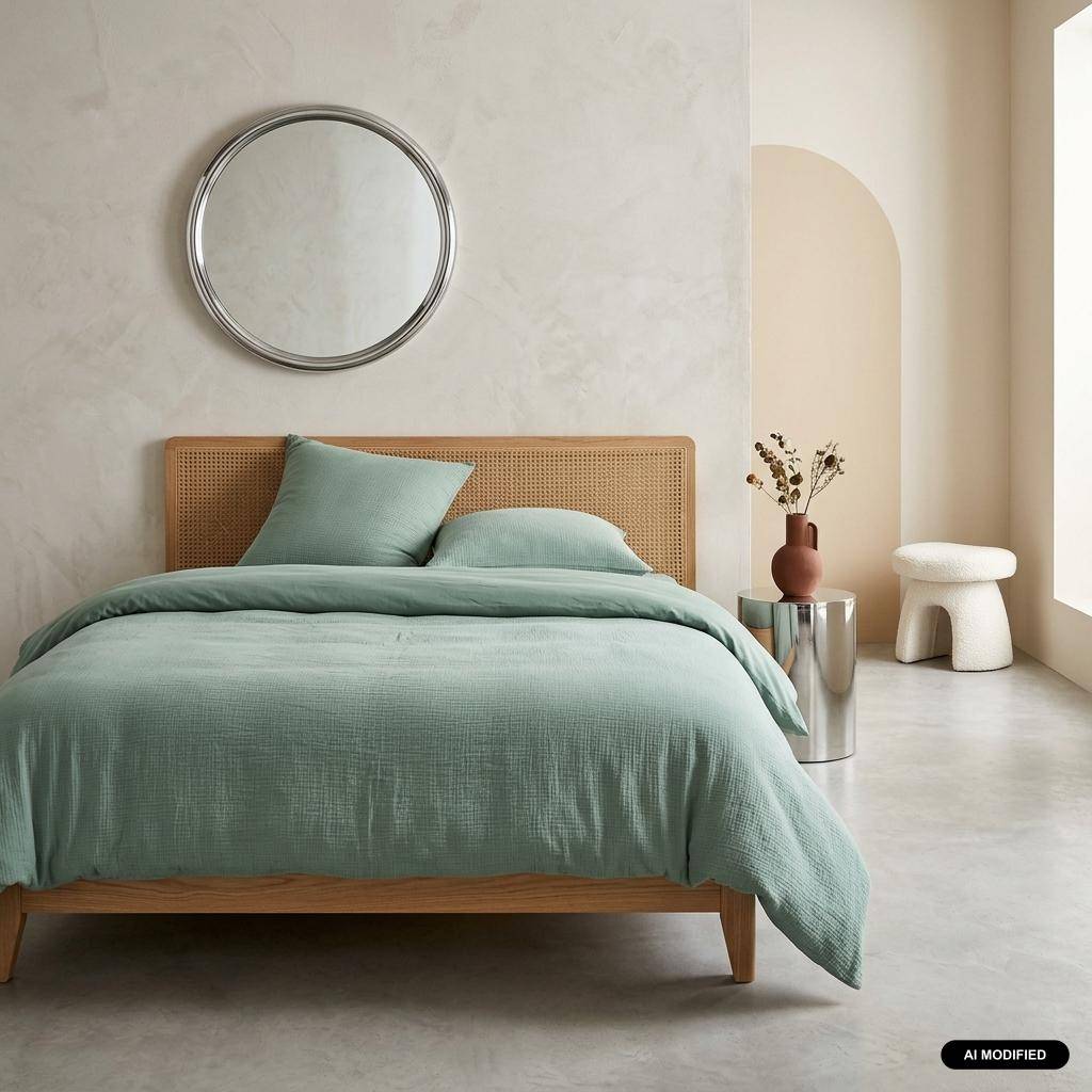 Set biancheria da letto in cotone verde - 240x260x240 cm Photo1