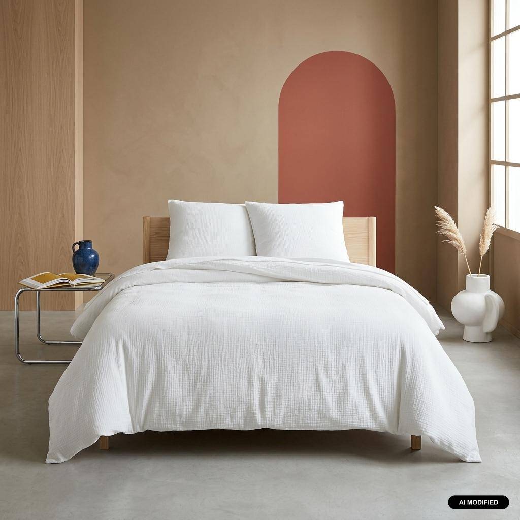 Set biancheria da letto in cotone bianco - 240x260x1 cm,sweeek,Photo1