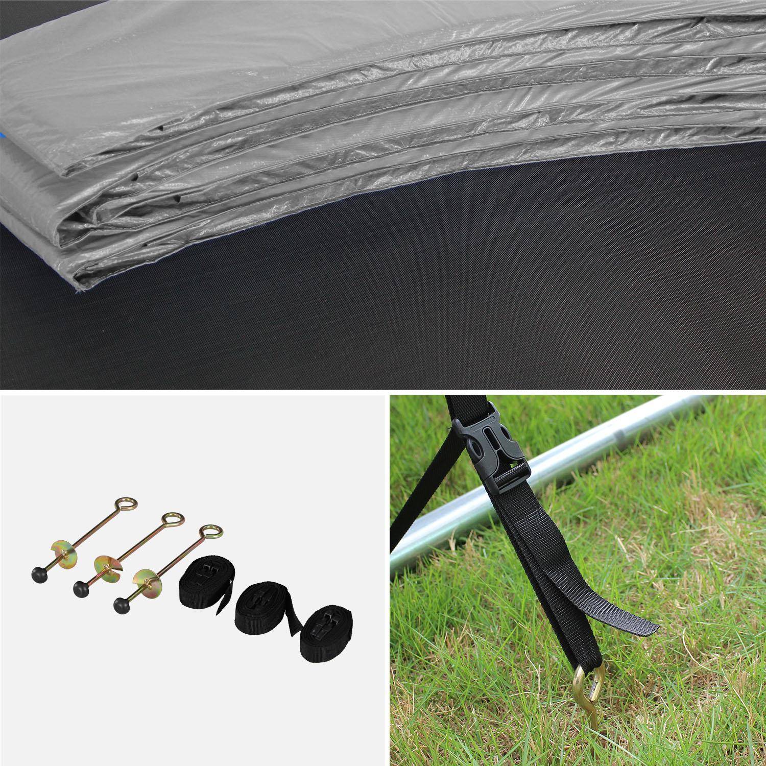 Trampoline 250 cm, gris, avec filet de protection, bâche, filet pour chaussures, kit d’ancrage Photo2