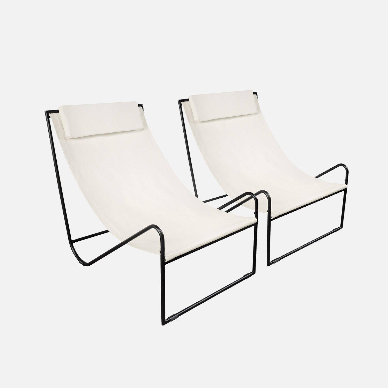 Pair of contemporary easy chairs, 61x90x76cm - Mancora - Off-White Photo5