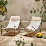 Lot de 2 fauteuil relax Mencora structure en métal, assise en toile avec repose-tête  Photo1
