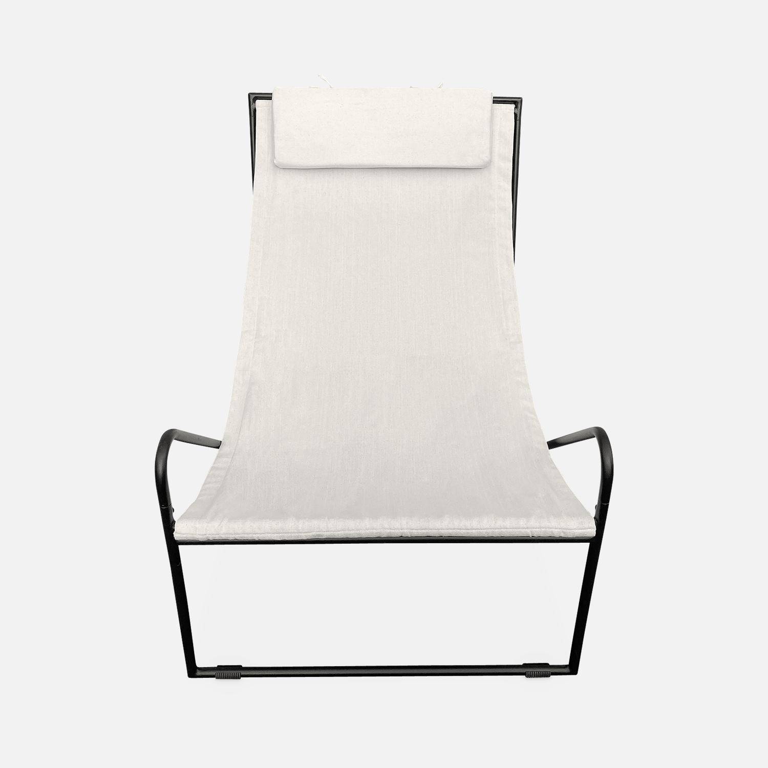 Conjunto de 2 cadeiras reclináveis Mencora, estrutura metálica, assento em tecido com apoio de cabeça Photo6