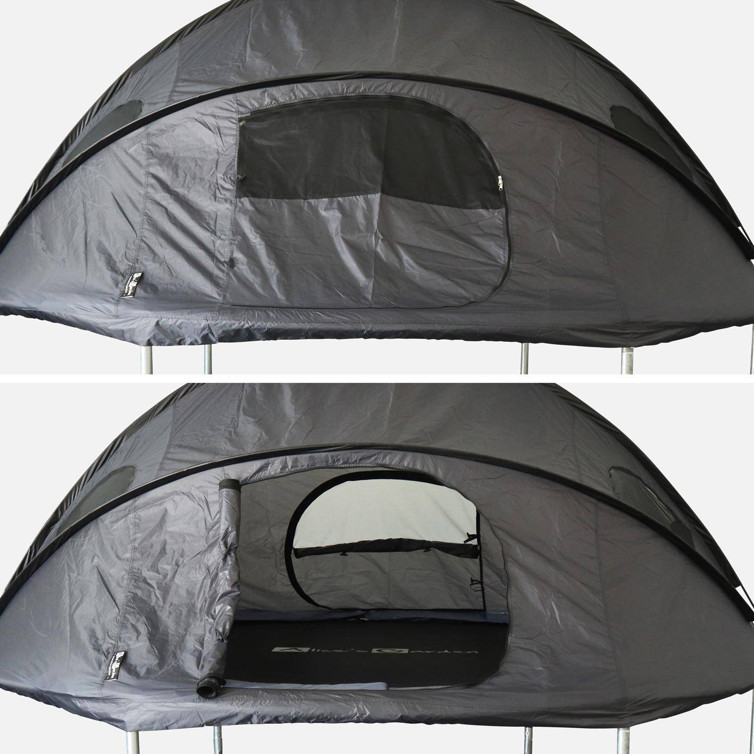 Trampoline 305cm gris avec pack d'accessoires + Tente de camping avec sac de transport Photo4