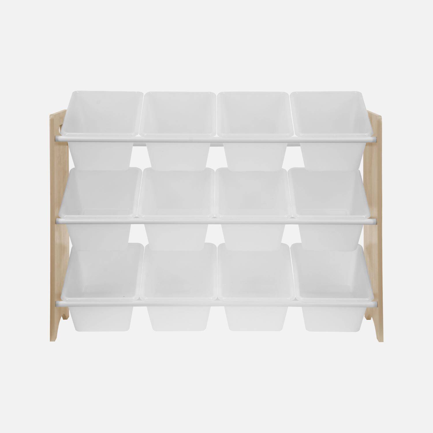 Storage combination with 12 boxes for kids toy, 84x29.5x60cm - Tobias - Natural wood colour Photo4
