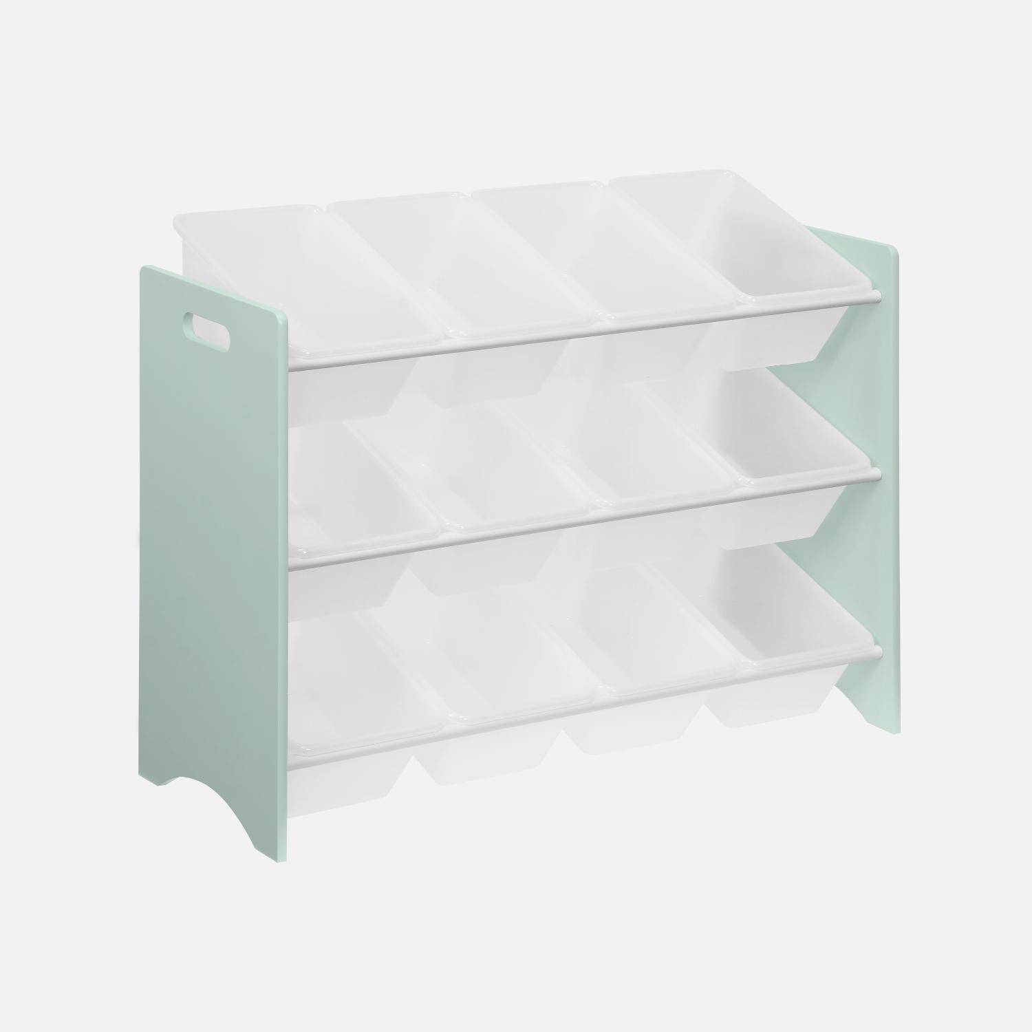 Storage combination with 12 boxes for kids toy, 84x29.5x60cm - Tobias - Water Green,sweeek,Photo3