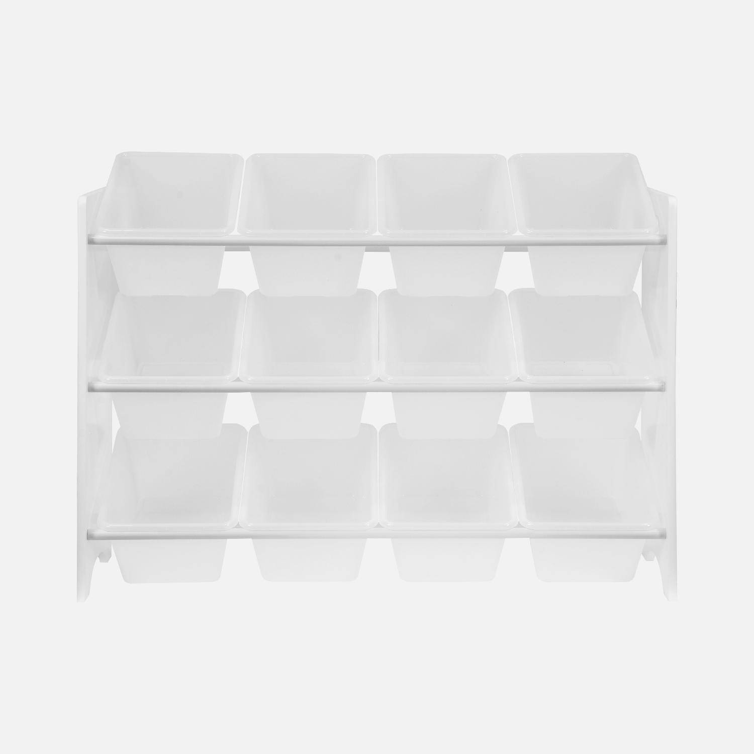 Storage combination with 12 boxes for kids toy, 84x29.5x60cm - Tobias - White Photo4