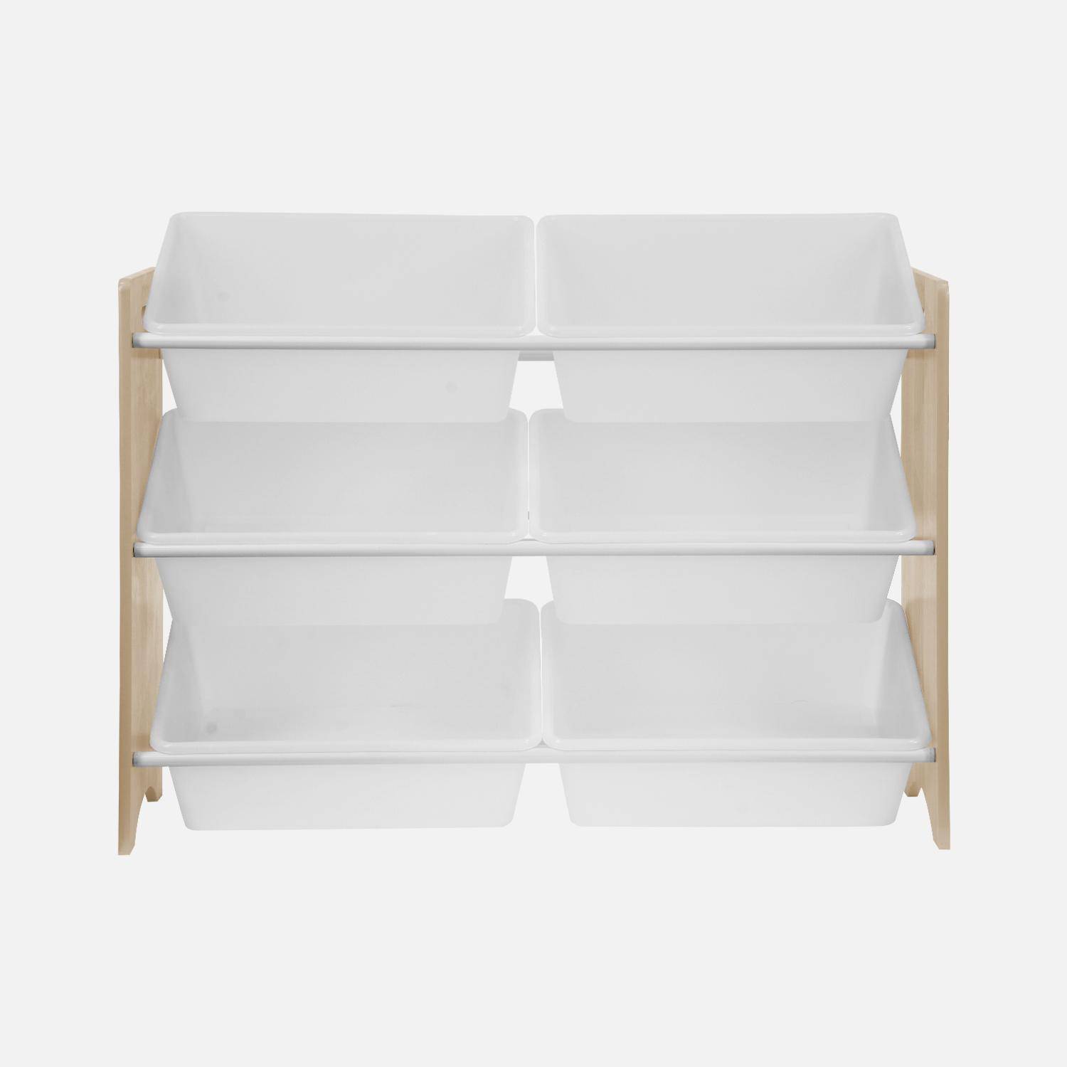 Mueble de almacenaje para niños con 6 compartimentos - Tobias - MDF, madera natural, An 84 x Pr 29,5 x Al 60cm,sweeek,Photo4