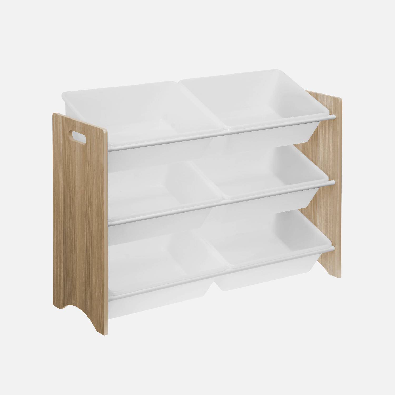 Mueble de almacenaje para niños con 6 compartimentos - Tobias - MDF, madera natural, An 84 x Pr 29,5 x Al 60cm,sweeek,Photo3