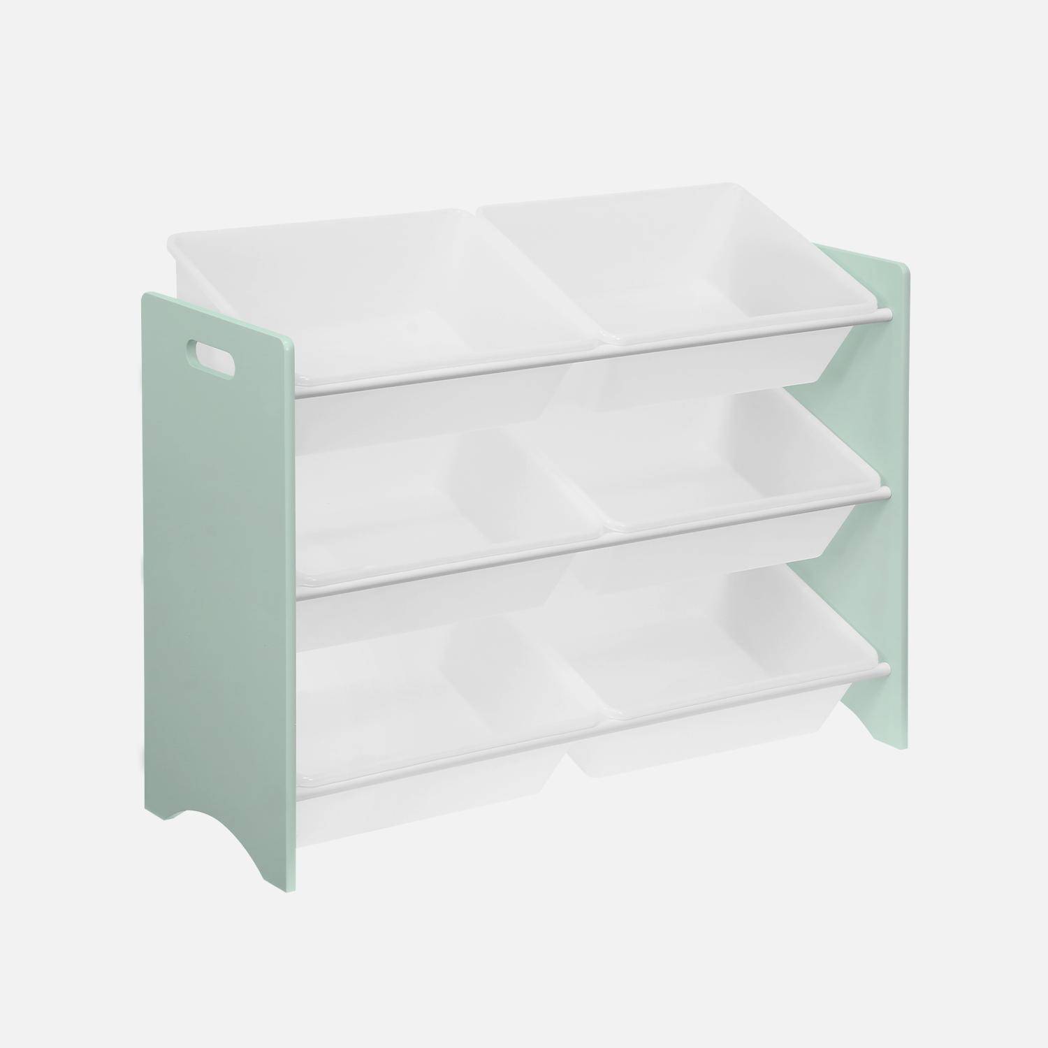 Storage combination with 6 boxes for kids toy, 84x29.5x60cm - Tobias - Water Green,sweeek,Photo3