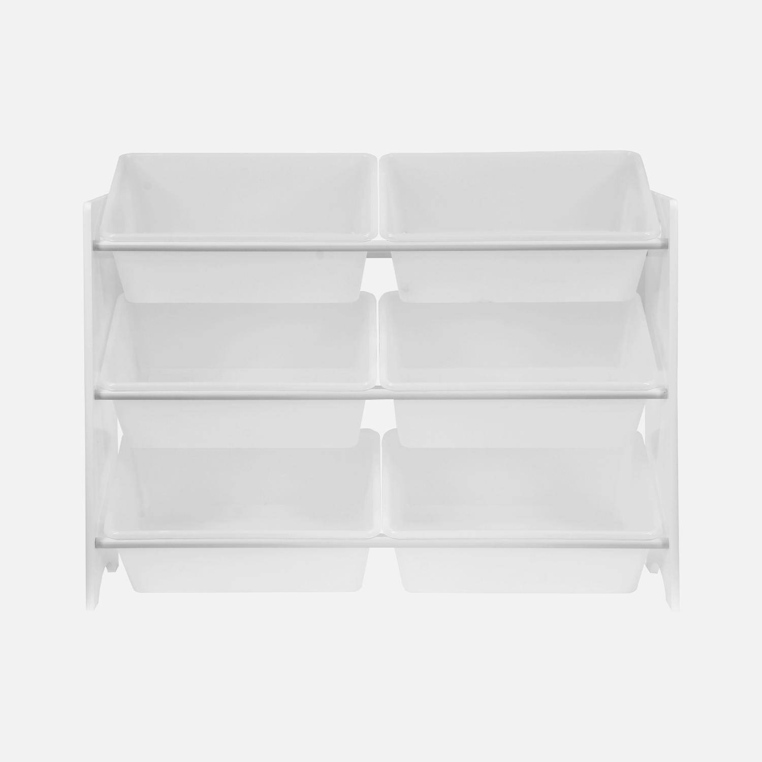 Mueble de almacenaje infantil con 6 compartimentos, blanco - Tobias - MDF madera natural, A 84 x P 29,5 x Alt 60cm Photo4