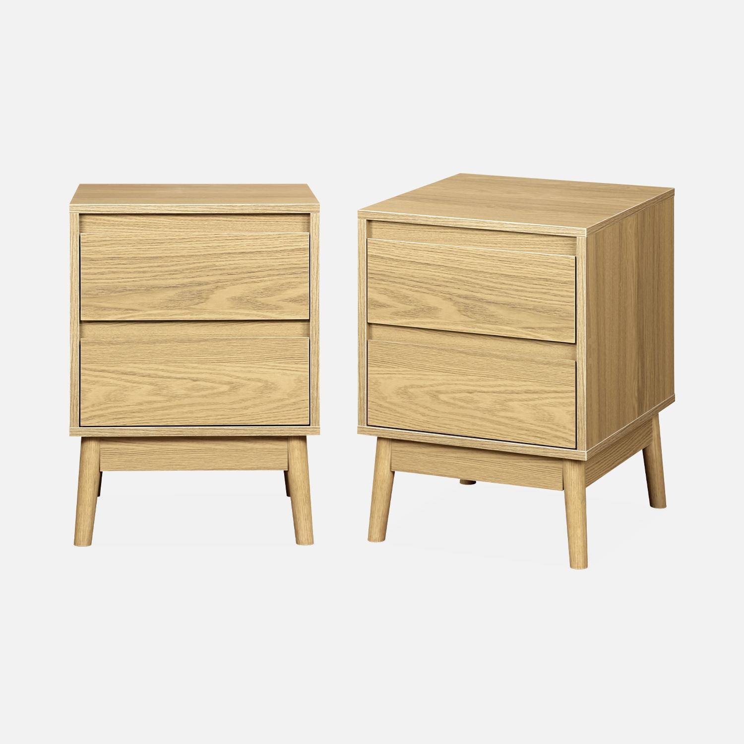 Pair of bedside tables with 2 drawers, 26x40x56cm - Dune - Natural Photo3