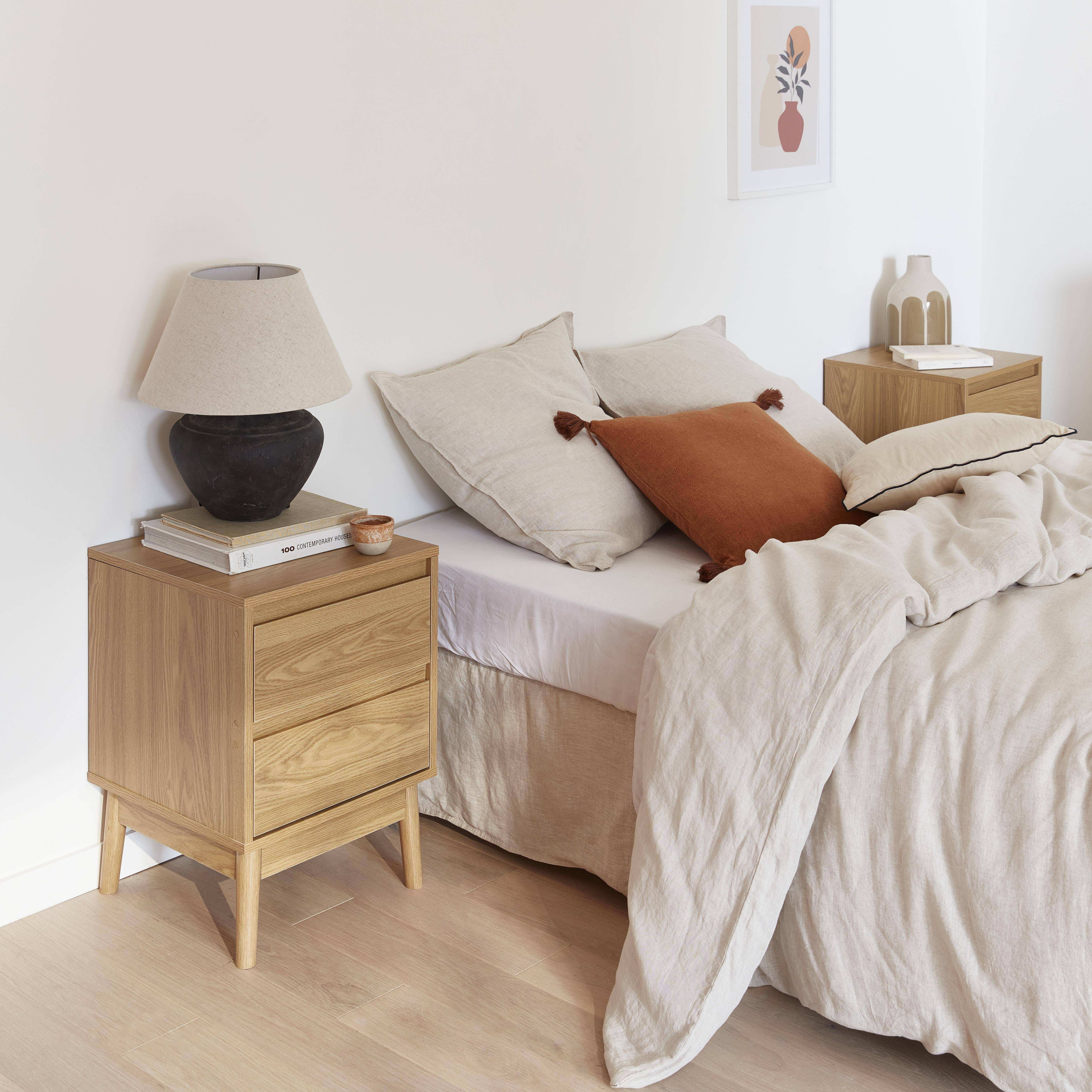 Pair of bedside tables with 2 drawers, 26x40x56cm - Dune - Natural Photo2