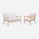 Banquette et fauteuil en bois et tissu crème, Isak, L 114 x l 69,5 x H 73cm Photo3