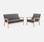 Banquette et fauteuil scandinave bois et tissu gris foncé  | sweeek