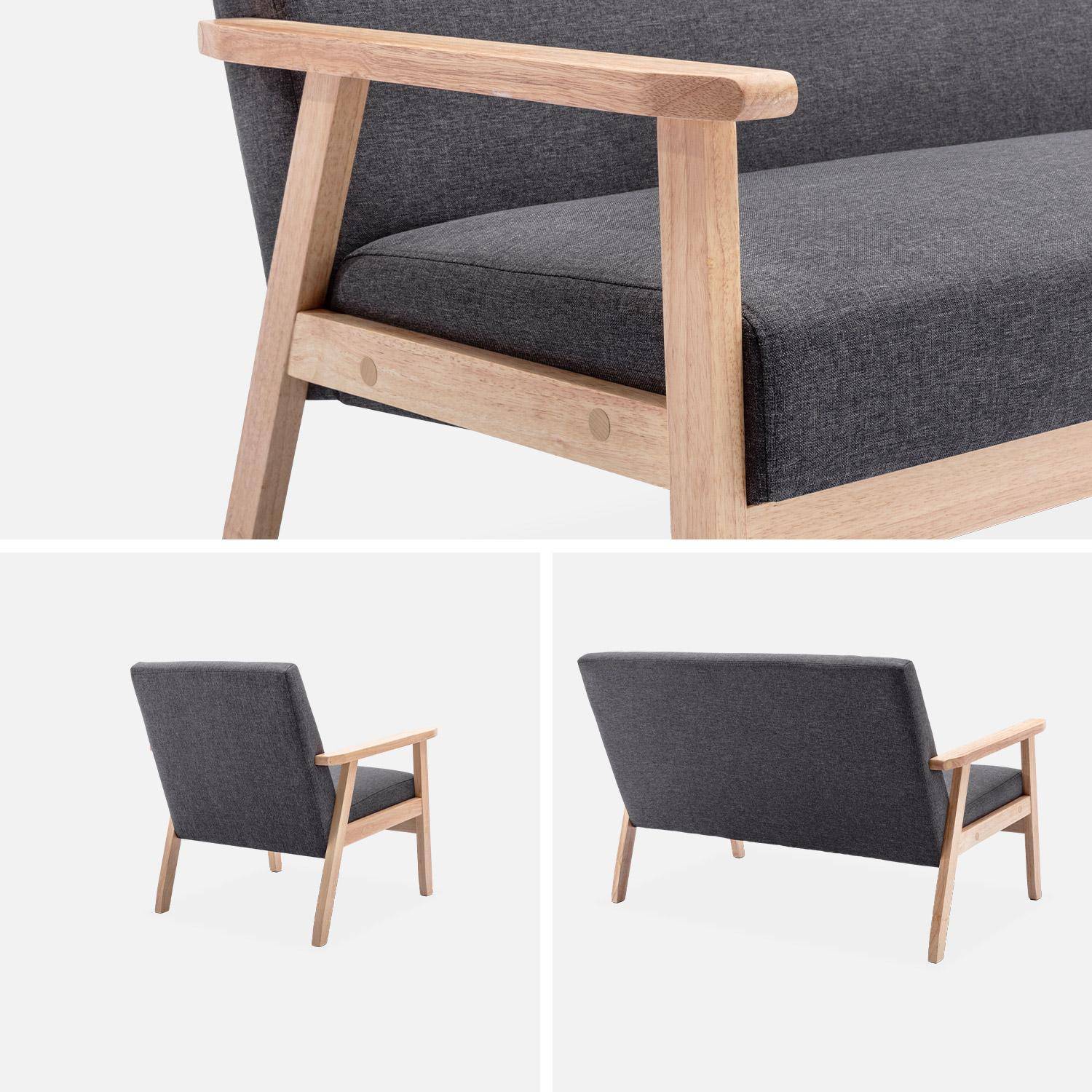 Banquette et fauteuil en bois et tissu gris foncé, Isak, L 114 x l 69,5 x H 73cm,sweeek,Photo5