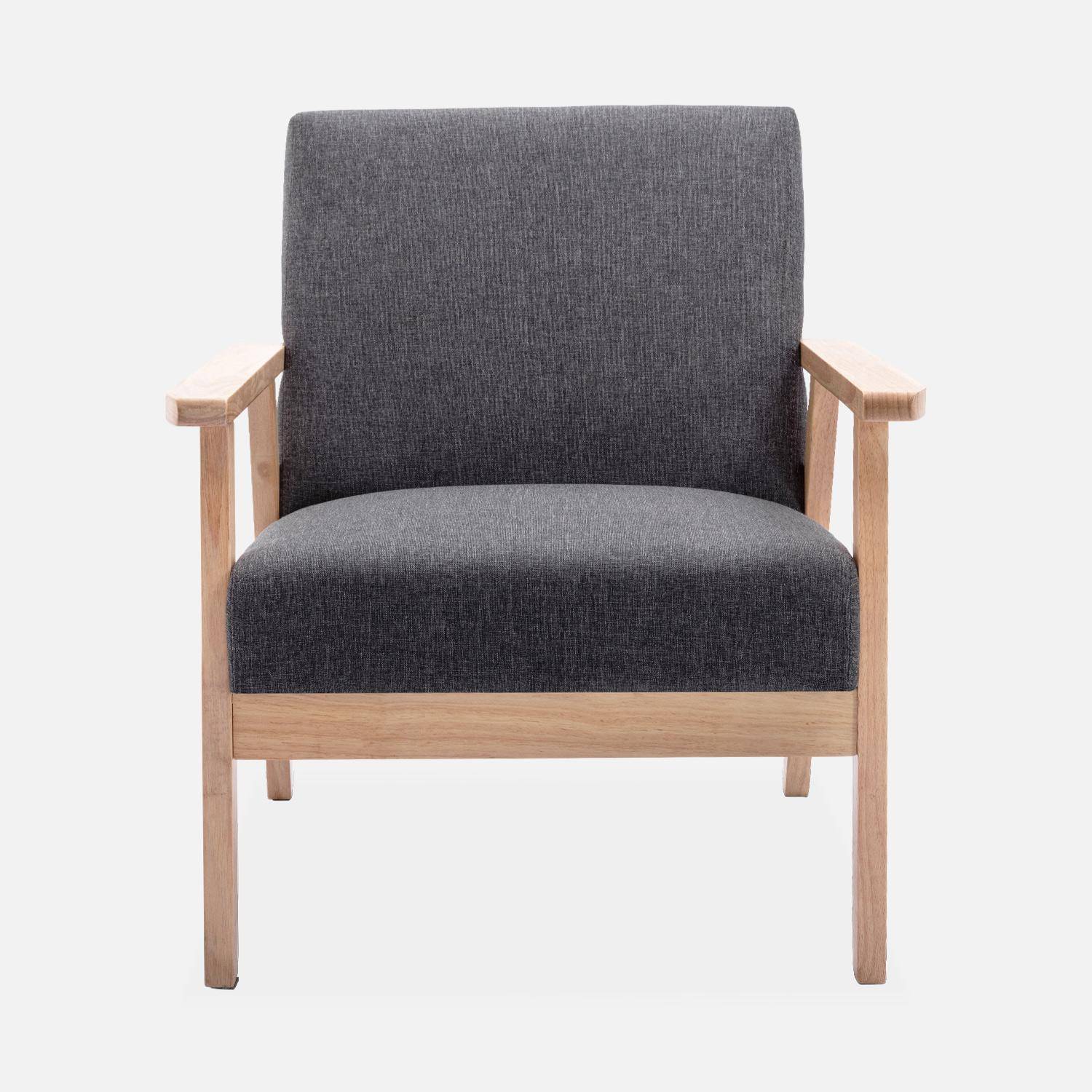 Banquette et fauteuil en bois et tissu gris foncé, Isak, L 114 x l 69,5 x H 73cm,sweeek,Photo4