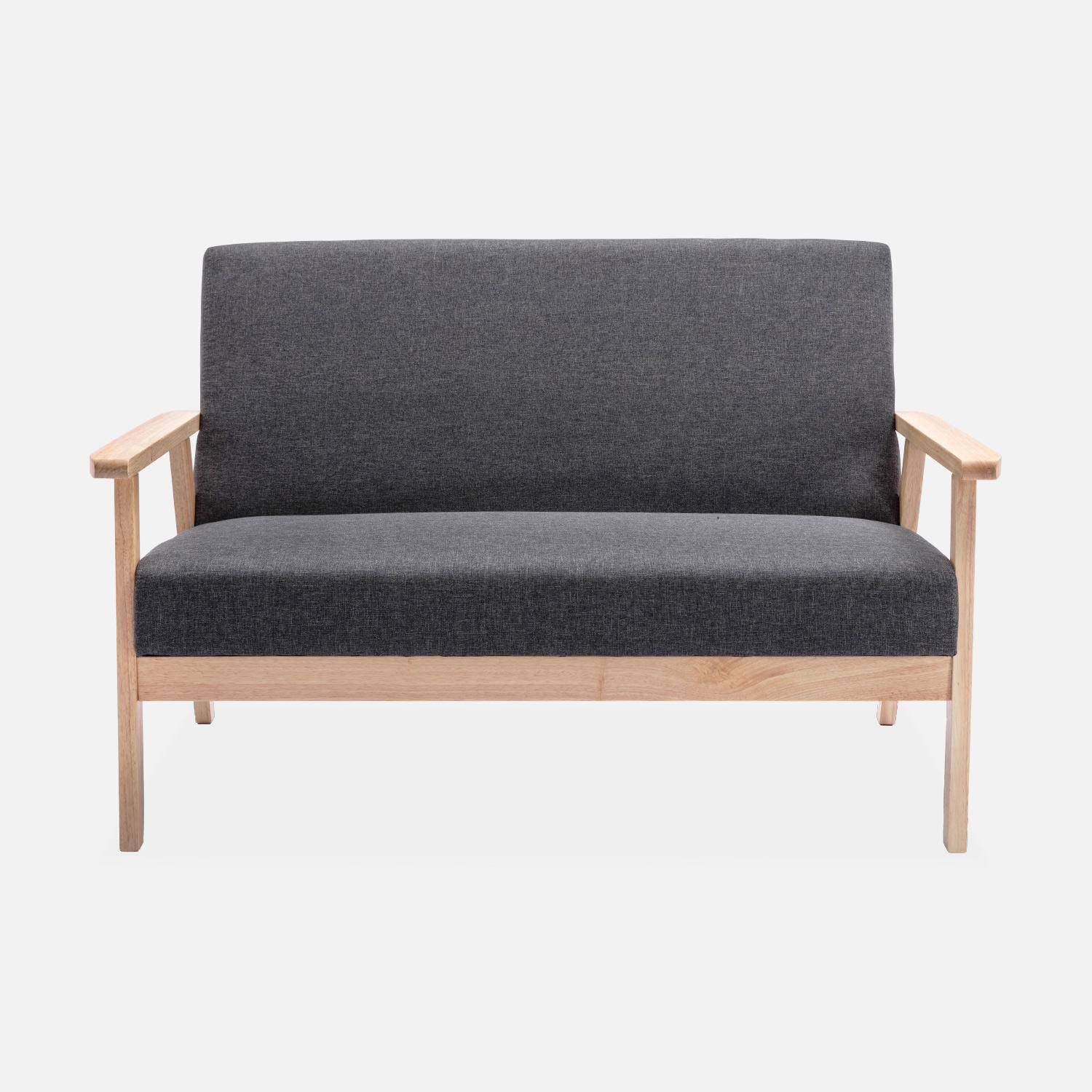 Banquette et fauteuil en bois et tissu gris foncé, Isak, L 114 x l 69,5 x H 73cm,sweeek,Photo3