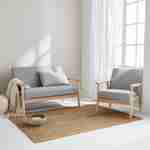 Banco y sillón de madera y tela gris claro, Isak, L 114 x A 69,5 x A 73 cm Photo2