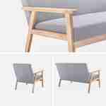 Banco y sillón de madera y tela gris claro, Isak, L 114 x A 69,5 x A 73 cm Photo6