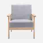 Banco y sillón de madera y tela gris claro, Isak, L 114 x A 69,5 x A 73 cm Photo5