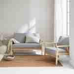 Banco y sillón de madera y tela gris claro, Isak, L 114 x A 69,5 x A 73 cm Photo1