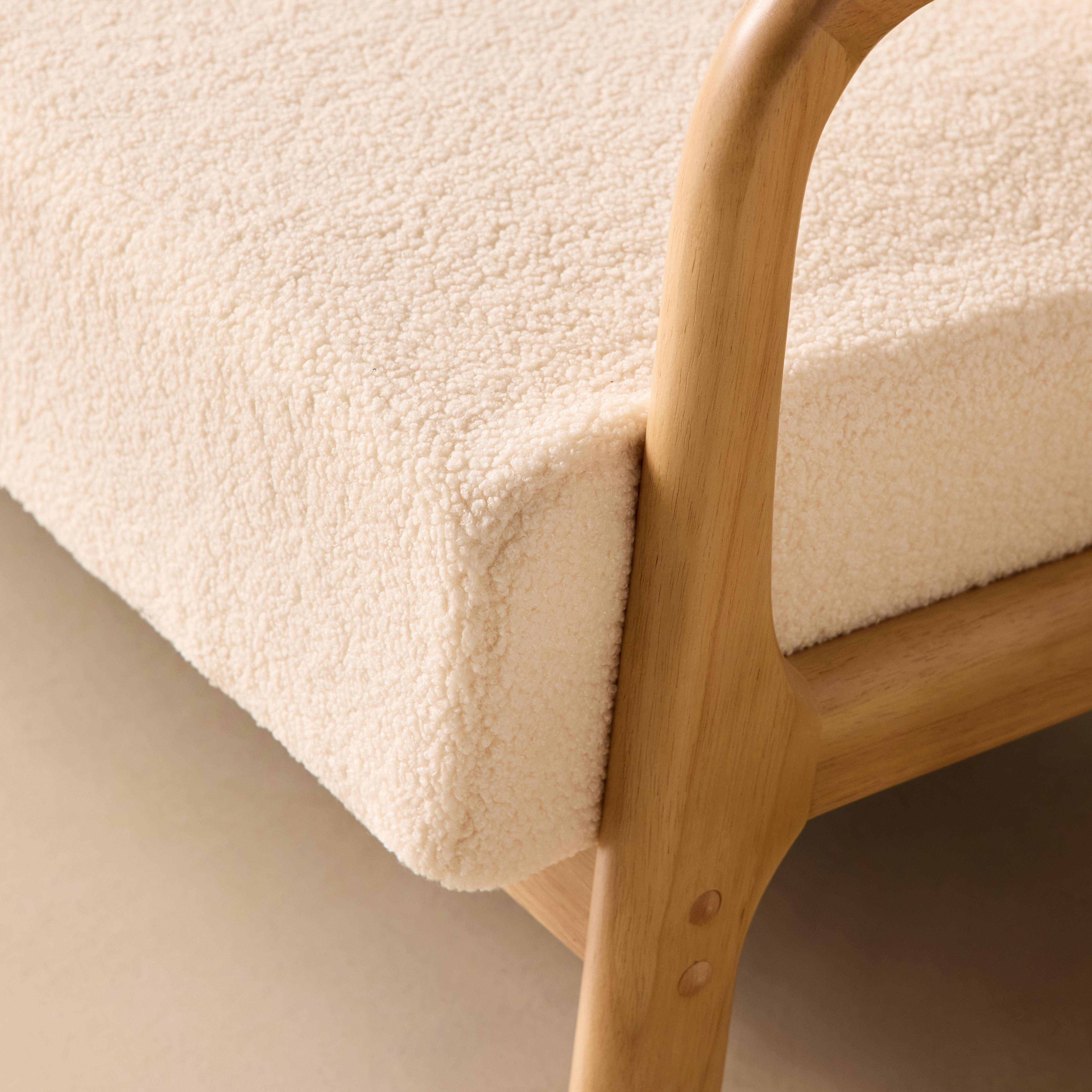 Scandinavische 2-zits zetel met naturelkleurig hout en bouclé crème - Lorens,sweeek,Photo4