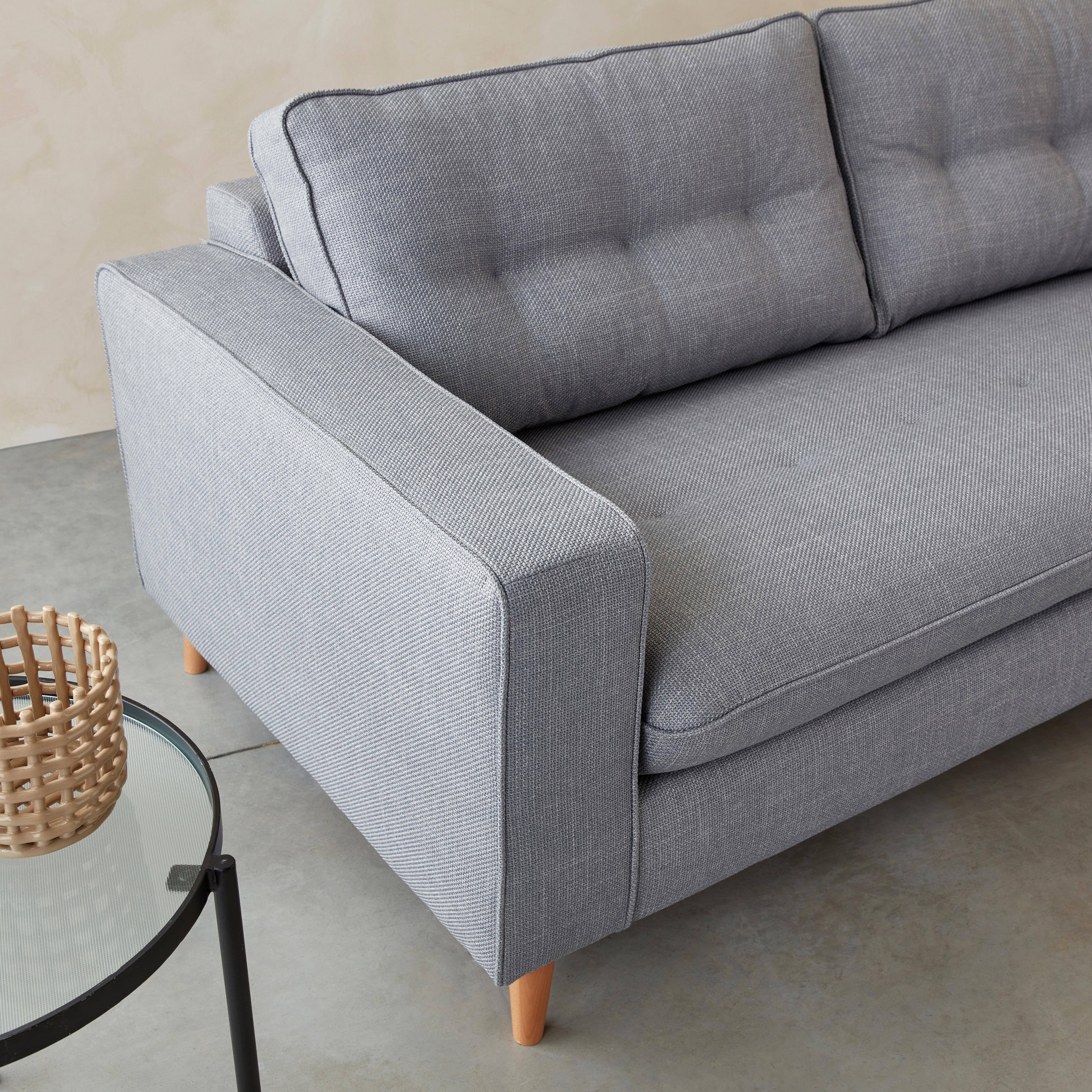 Canapé lit 3 places gris clair avec matelas 12cm d'épaisseur, fabriqué en France ,sweeek,Photo4