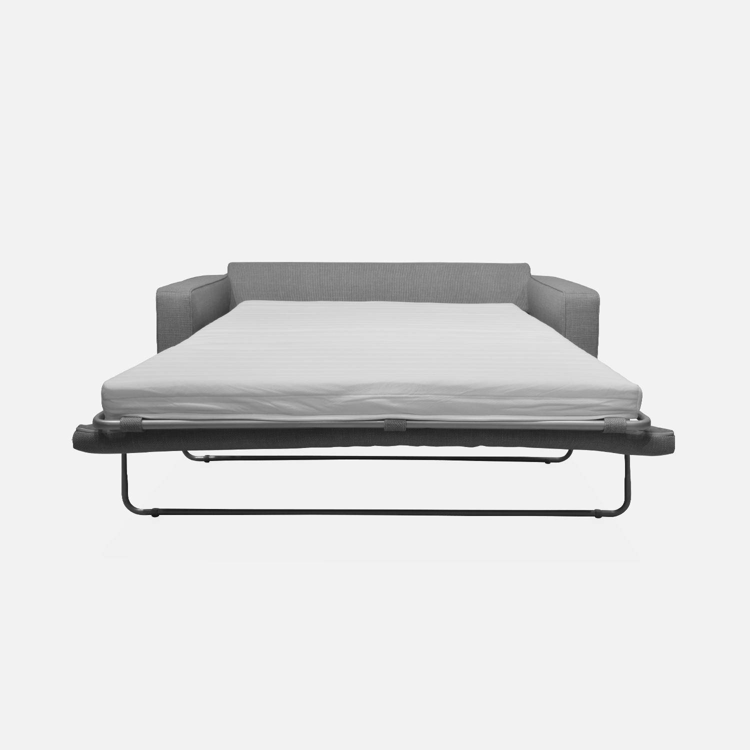 Canapé lit 3 places gris clair avec matelas 12cm d'épaisseur, fabriqué en France ,sweeek,Photo8