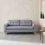 Canapé lit 3 places gris clair avec matelas 12cm d'épaisseur, fabriqué en France  Photo2