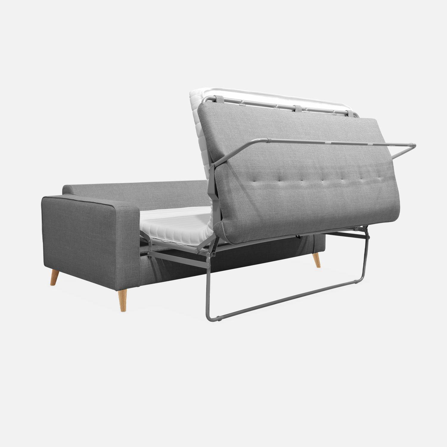 Canapé lit 3 places gris clair avec matelas 12cm d'épaisseur, fabriqué en France ,sweeek,Photo7