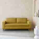 Canapé lit 3 places moutarde avec matelas 12cm d'épaisseur, fabriqué en France  Photo1