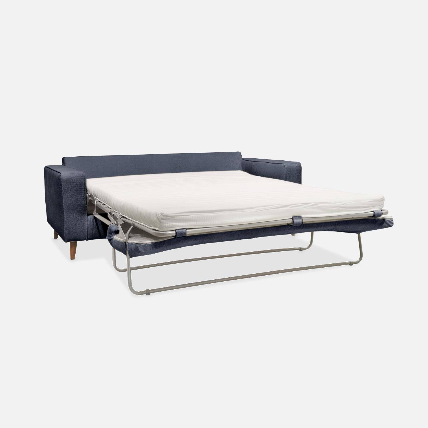 Canapé lit 3 places bleu avec matelas 12cm d'épaisseur, fabriqué en France ,sweeek,Photo7