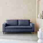 Canapé lit 3 places bleu avec matelas 12cm d'épaisseur, fabriqué en France  Photo1