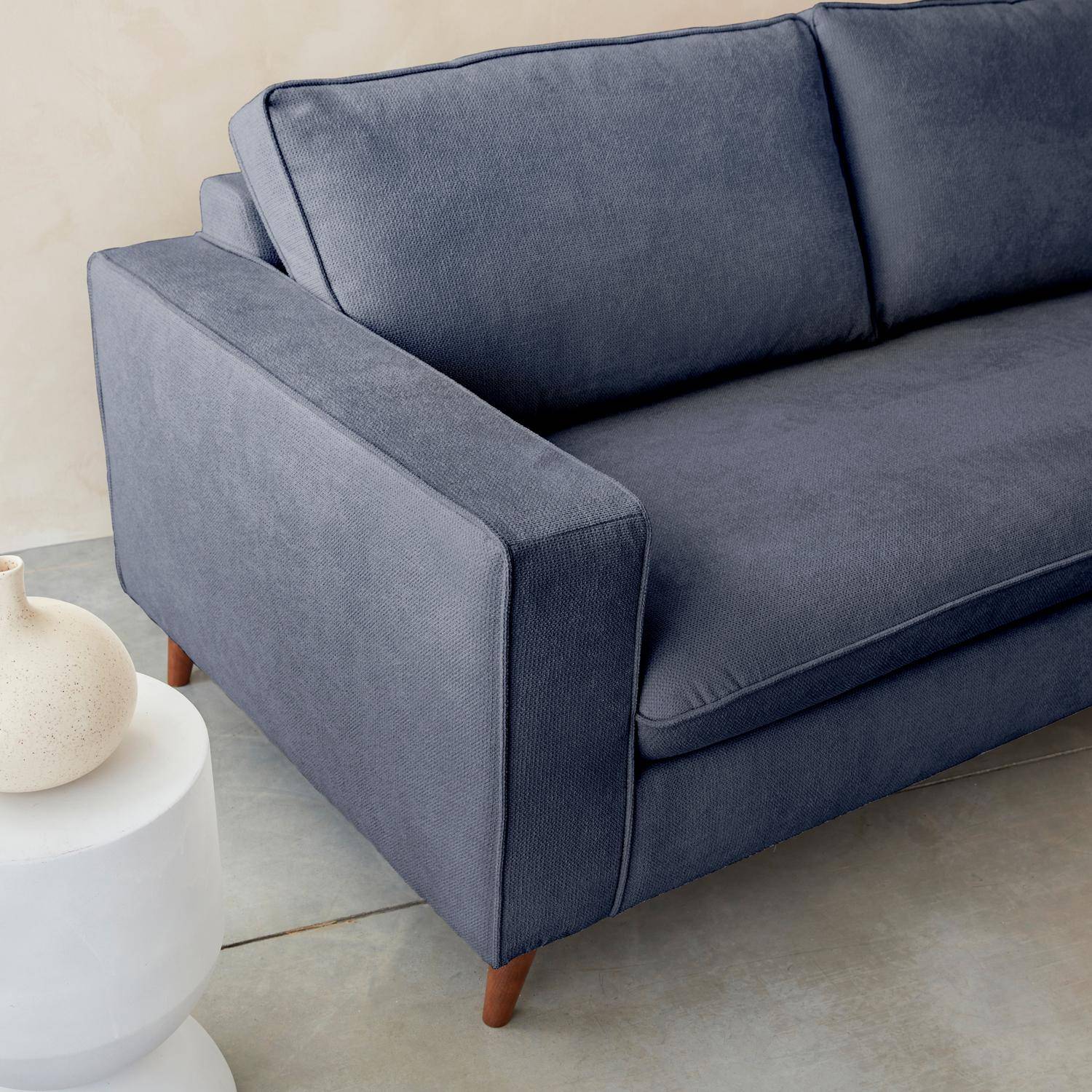 Canapé lit 3 places bleu avec matelas 12cm d'épaisseur, fabriqué en France ,sweeek,Photo3