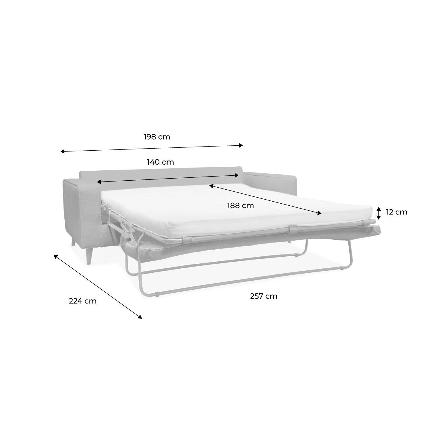 Canapé lit 3 places ivoire avec matelas 12cm d'épaisseur, fabriqué en France ,sweeek,Photo12