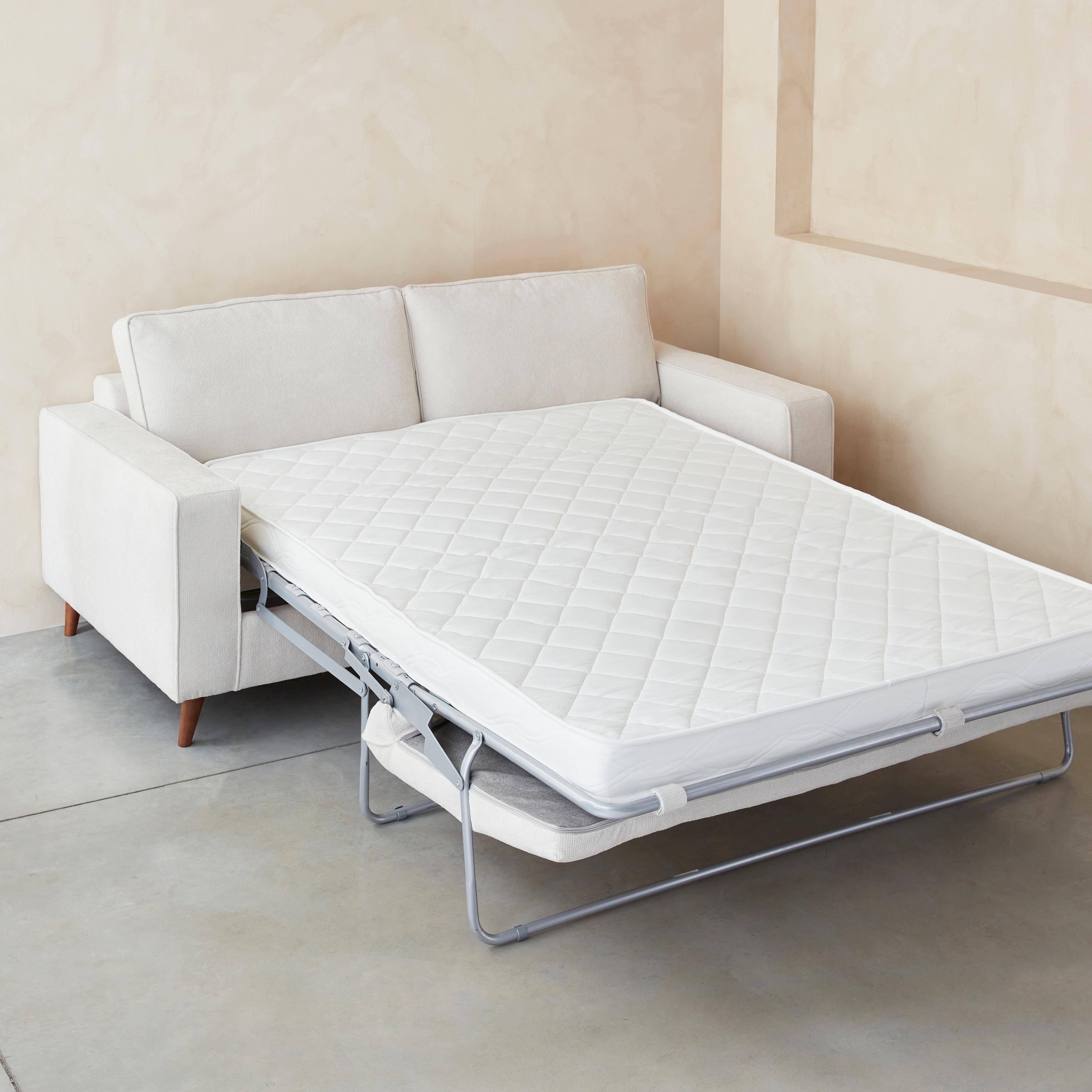 Ivoor 3-zits slaapbank met 12cm dik matras, gemaakt in Frankrijk,sweeek,Photo5
