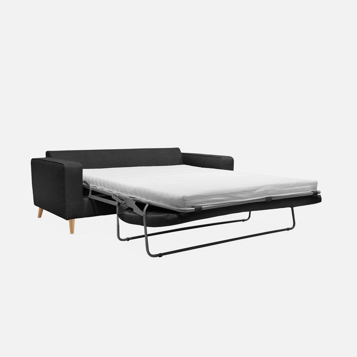 Canapé lit 3 places anthracite avec matelas 12cm d'épaisseur, fabriqué en France ,sweeek,Photo8