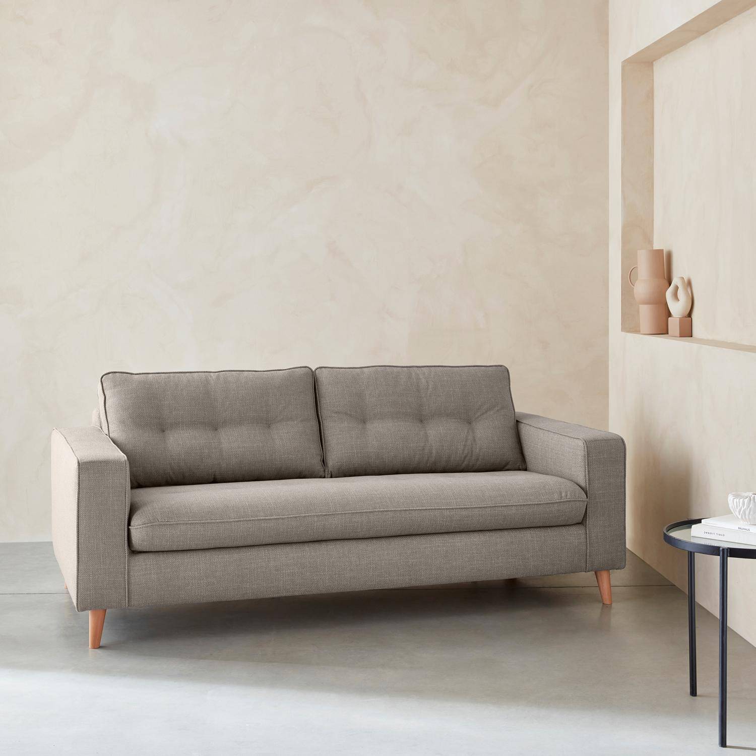 Divano letto convertibile posti con materasso, Beige