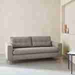 Canapé lit 3 places beige / lin avec matelas 12cm d'épaisseur, fabriqué en France  Photo2