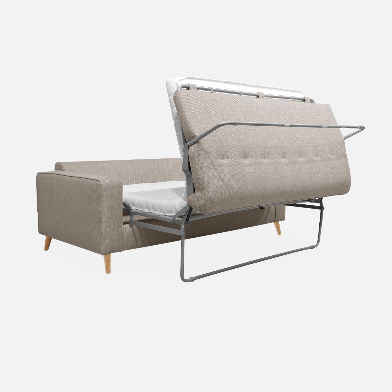 Canapé lit 3 places beige / lin avec matelas 12cm d'épaisseur, fabriqué en France ,sweeek,Photo7