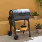Barbecue Adrien charbon de bois noir, récupérateur de cendres, tablette latérale, roues Photo1