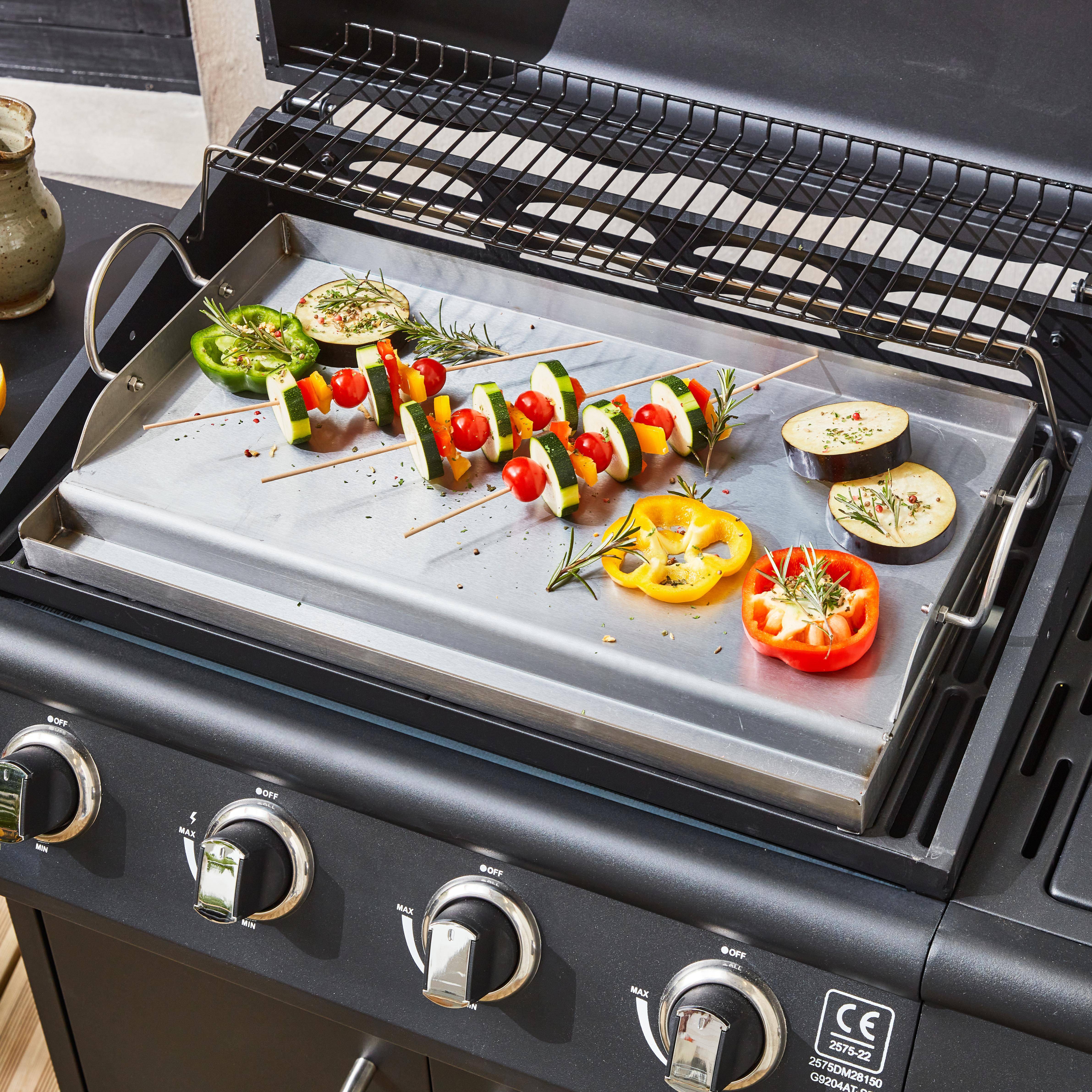 Piastra per barbecue, 55cm, Piastra universale, Inox, 61.5x31.8x12.5 cm Photo1
