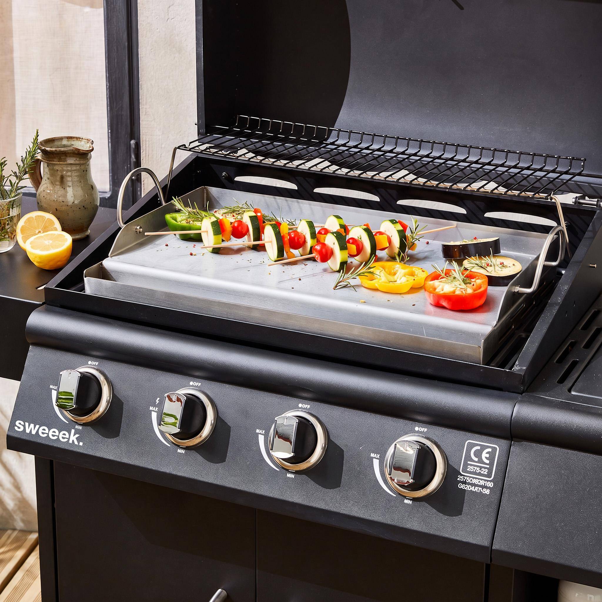 Piastra per barbecue, 55cm, Piastra universale, Inox, 61.5x31.8x12.5 cm Photo2
