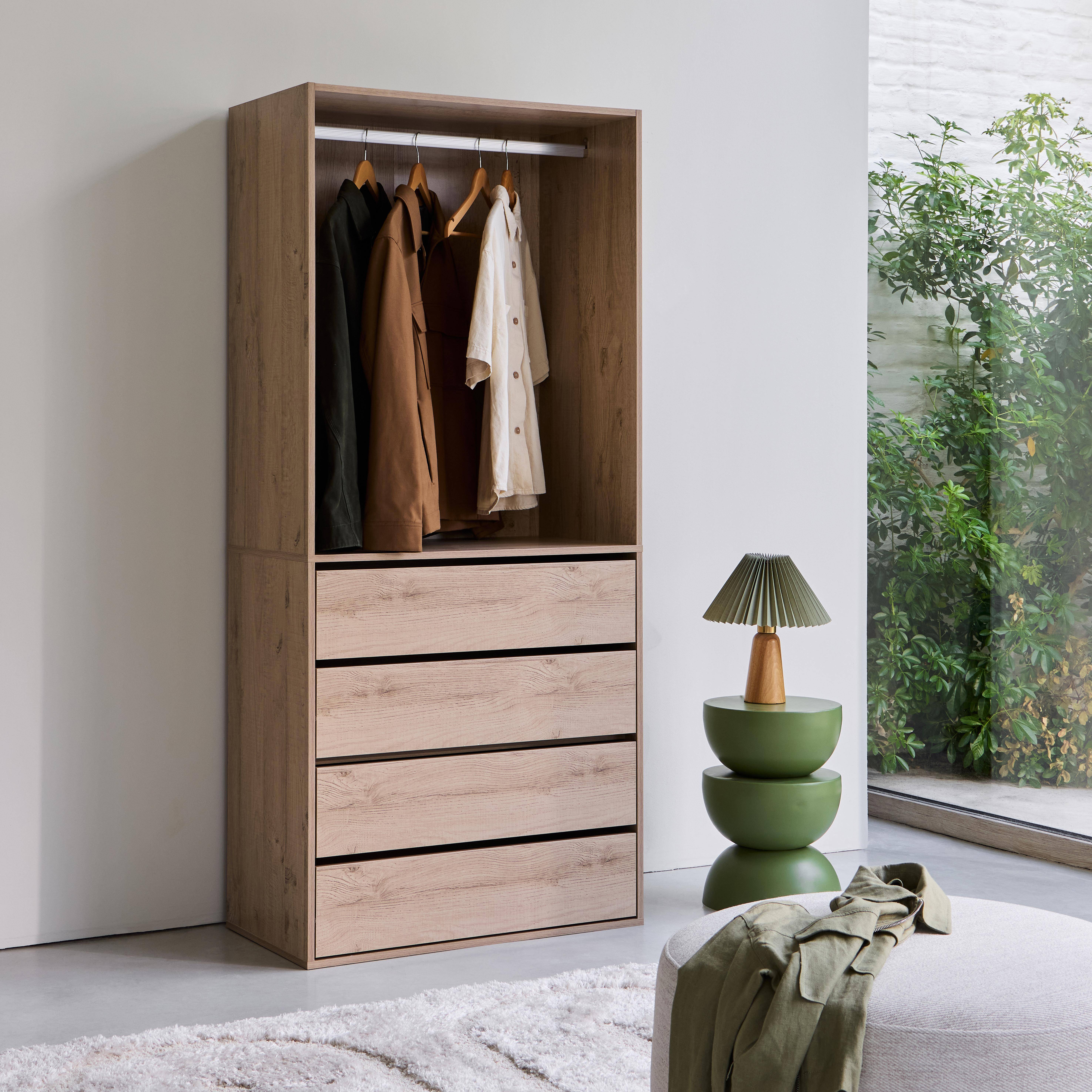 Kledingkast met 4 laden, naturel, gelamineerde panelen,sweeek,Photo2