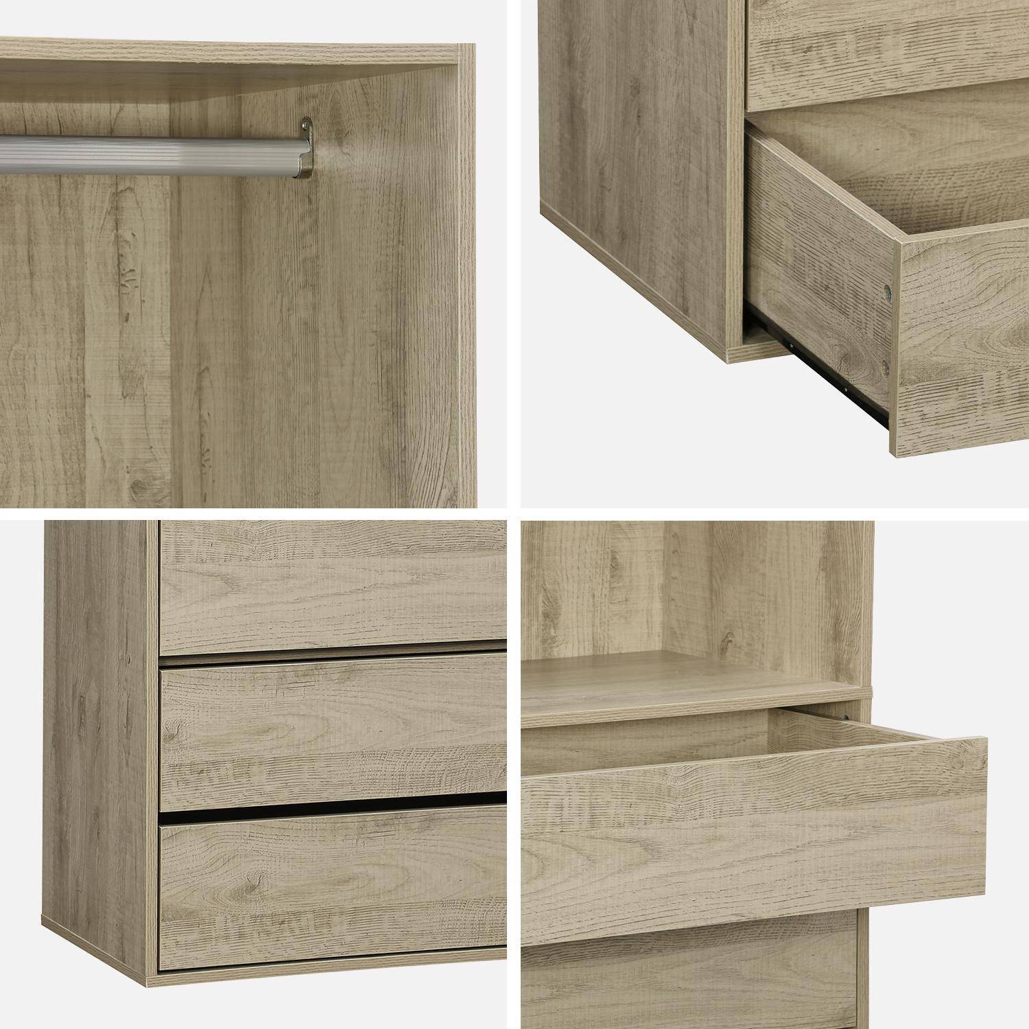 Modular open wardrobe drawer and rail unit, Modulo, Natural, 80x45x180 cm Photo5