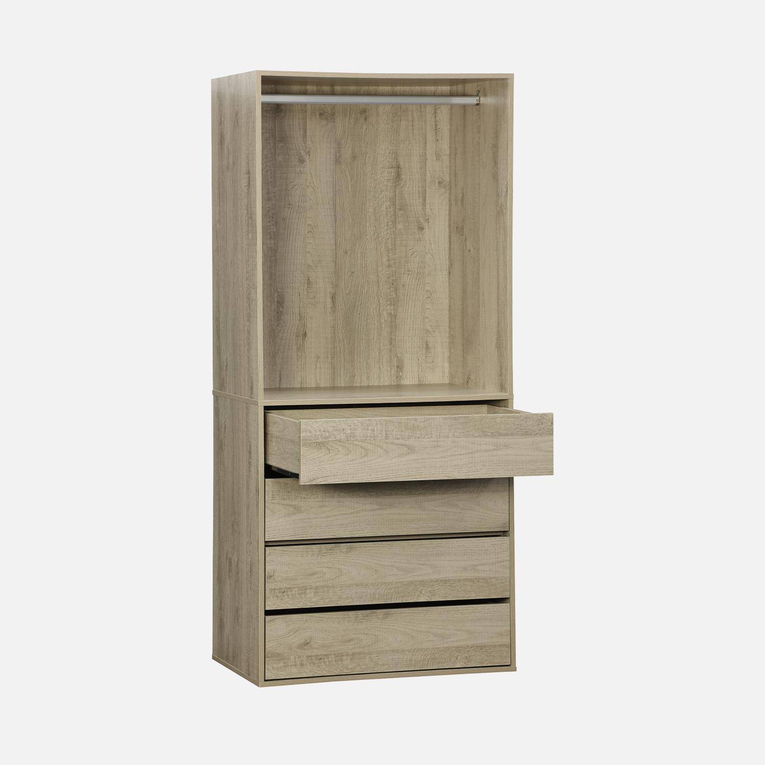 Modular open wardrobe drawer and rail unit, Modulo, Natural, 80x45x180 cm Photo4