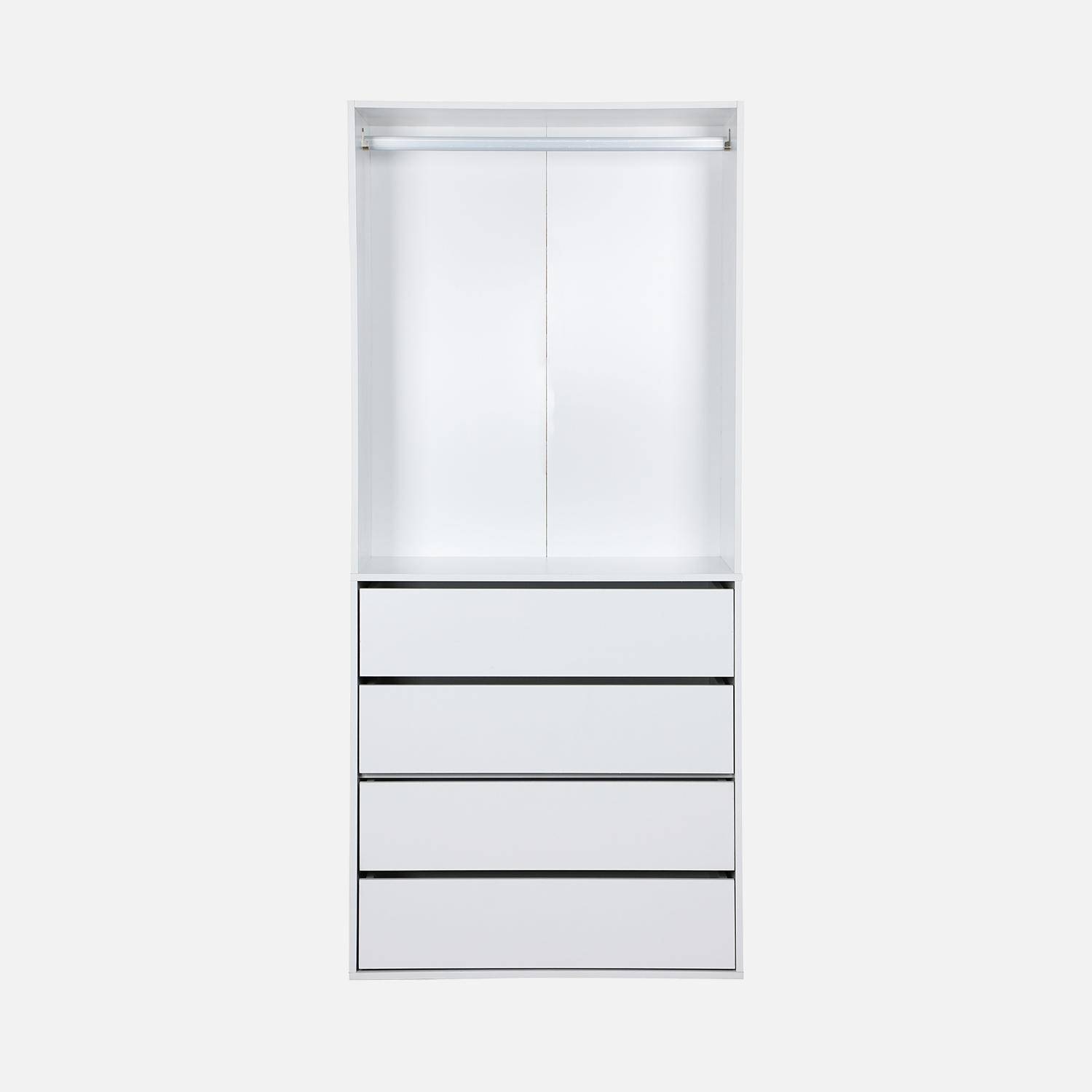 Modular open wardrobe drawer and rail unit, Modulo, White, 80x45x180 cm Photo3