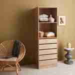 Modular open wardrobe drawer and shelf unit, 60x45x180cm, Modulo, 5 drawers, 2 shelves, Natural Photo3
