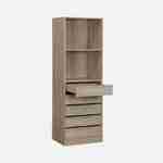Modular open wardrobe drawer and shelf unit, 60x45x180cm, Modulo, 5 drawers, 2 shelves, Natural Photo7