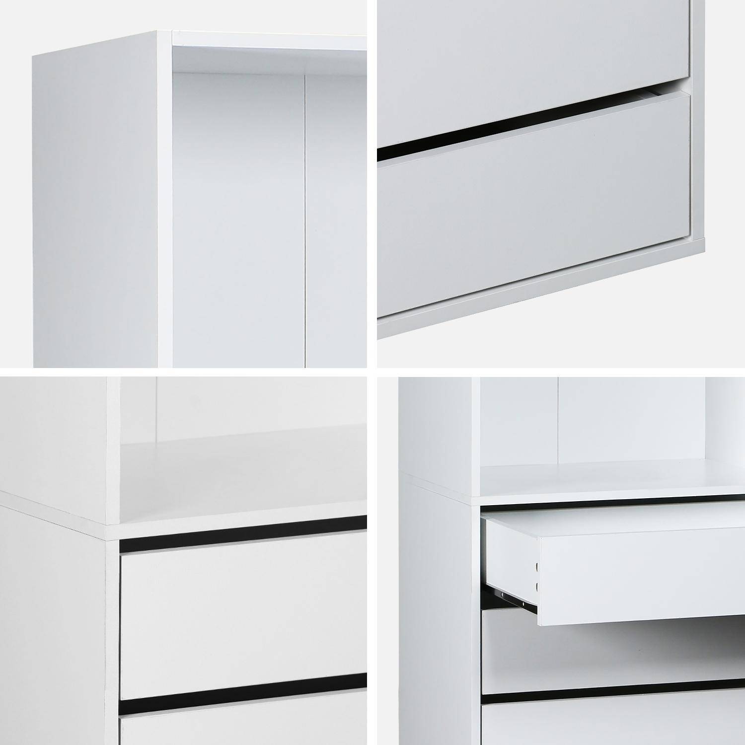 Módulo armario con 5 cajones y 2 estantes, Modulo, Blanco, 60x45x180 cm Photo5